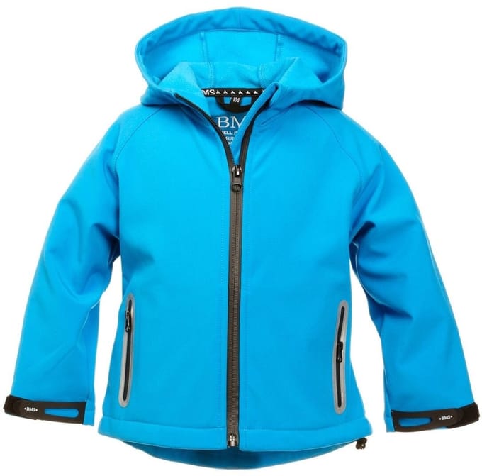 BMS Kids Softshell Kinderjas Stealth met capuchon turquoise