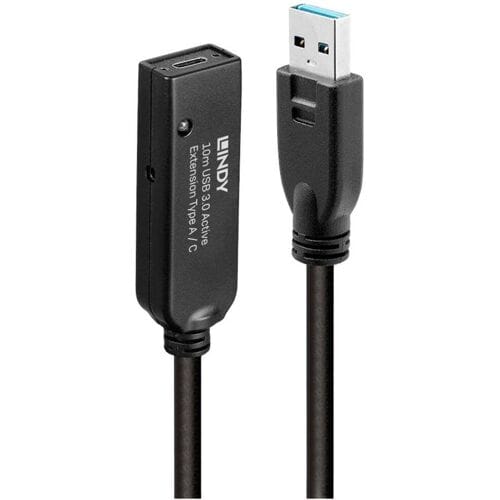 LINDY USB-kabel USB 3.2 Gen1 (USB 3.0 / USB 3.1 Gen1) USB-A stekker, USB-C bus 10.00 m Zwart 43376
