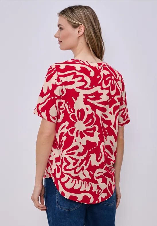 Blouse met korte mouwen en bloemenpatroon