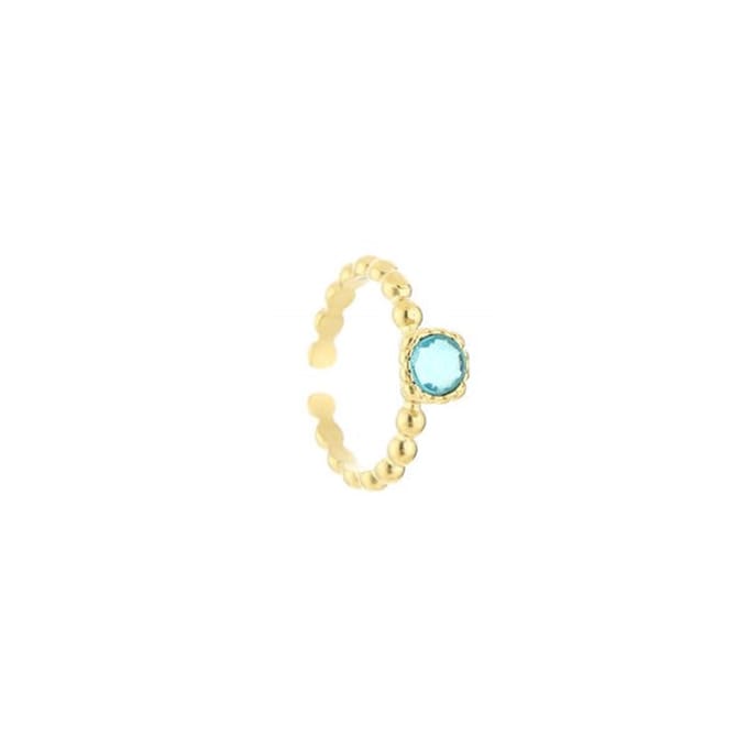 Bijoutheek ring round steen Aqua (One Size)