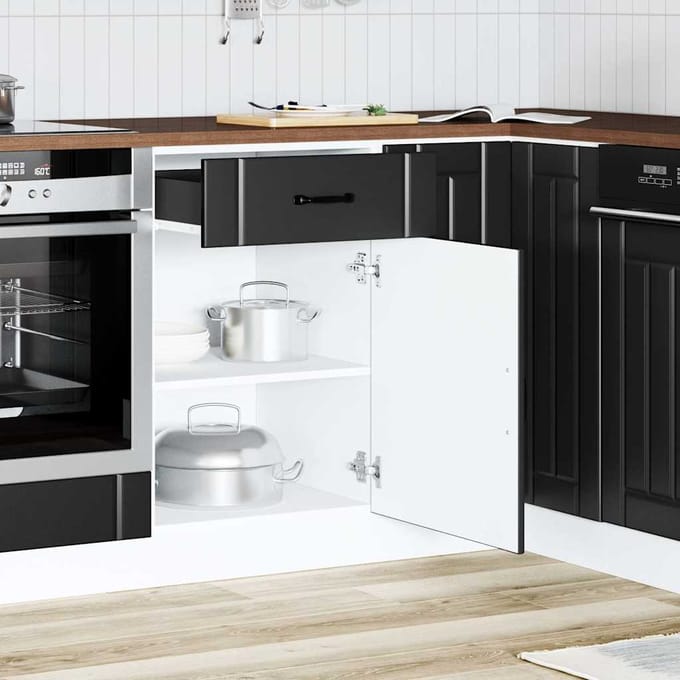 vidaXL - Onderkast - Lucca - bewerkt - hout - zwart
