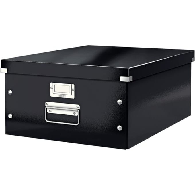 Leitz WOW Click & Store Grote Opbergdoos - 85% Gerecycled Karton - Voor A3 Formaten - 36.9 x 48.2 cm (BxD) - Zwart