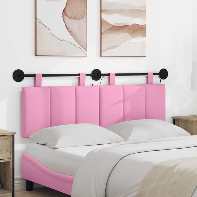vidaXL - Hangend - hoofdbord - Met - LED-verlichting - Roze - Stof