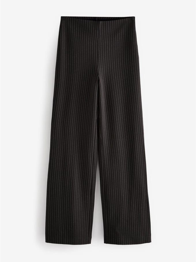 Next - Dames - Smoothing Ponte Jersey Broek met Wijde Pijpen - Zwart
