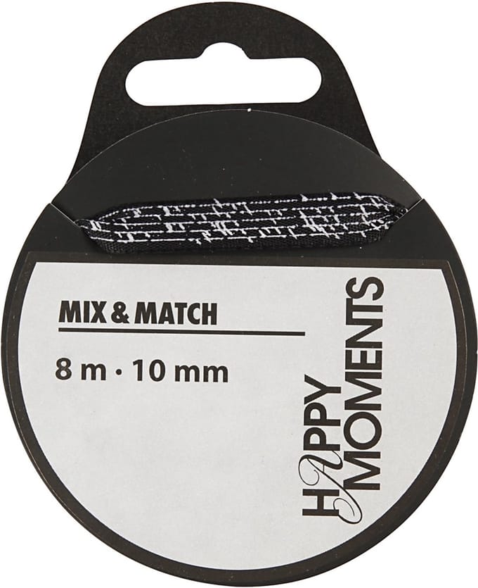 Satijnlint, B: 10 mm, zwart, 8 m/ 1 rol