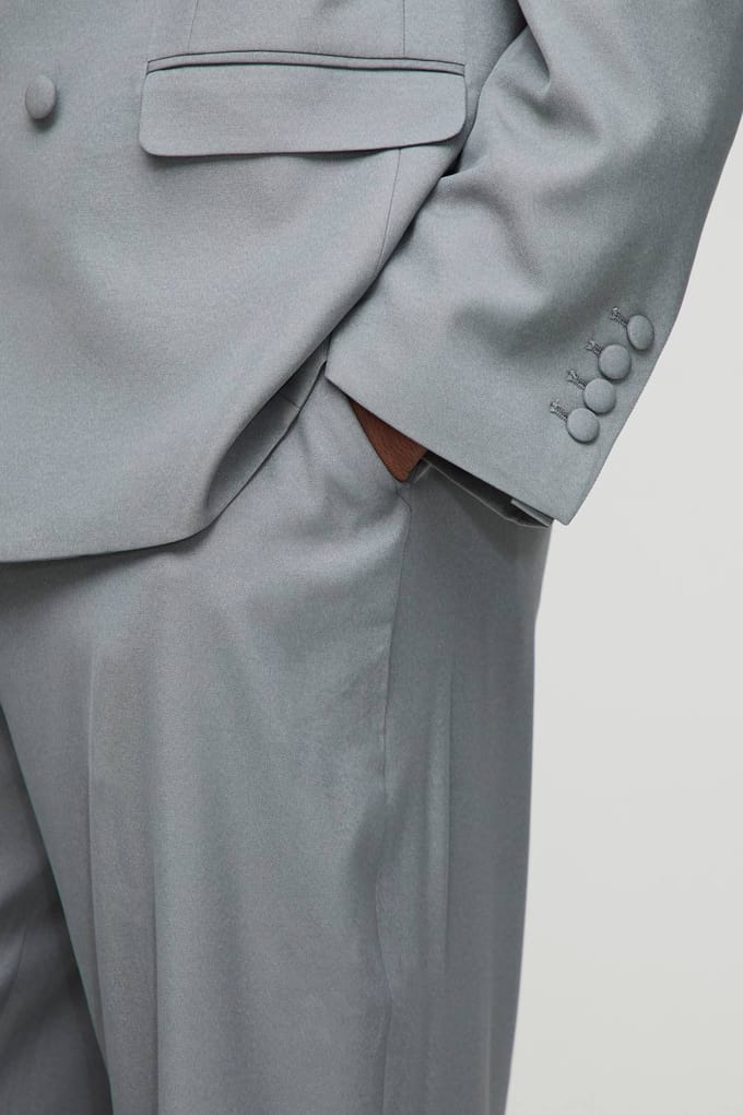 Broek met ontspannen pasvorm en geplooide voorkant | Grey | Size 36