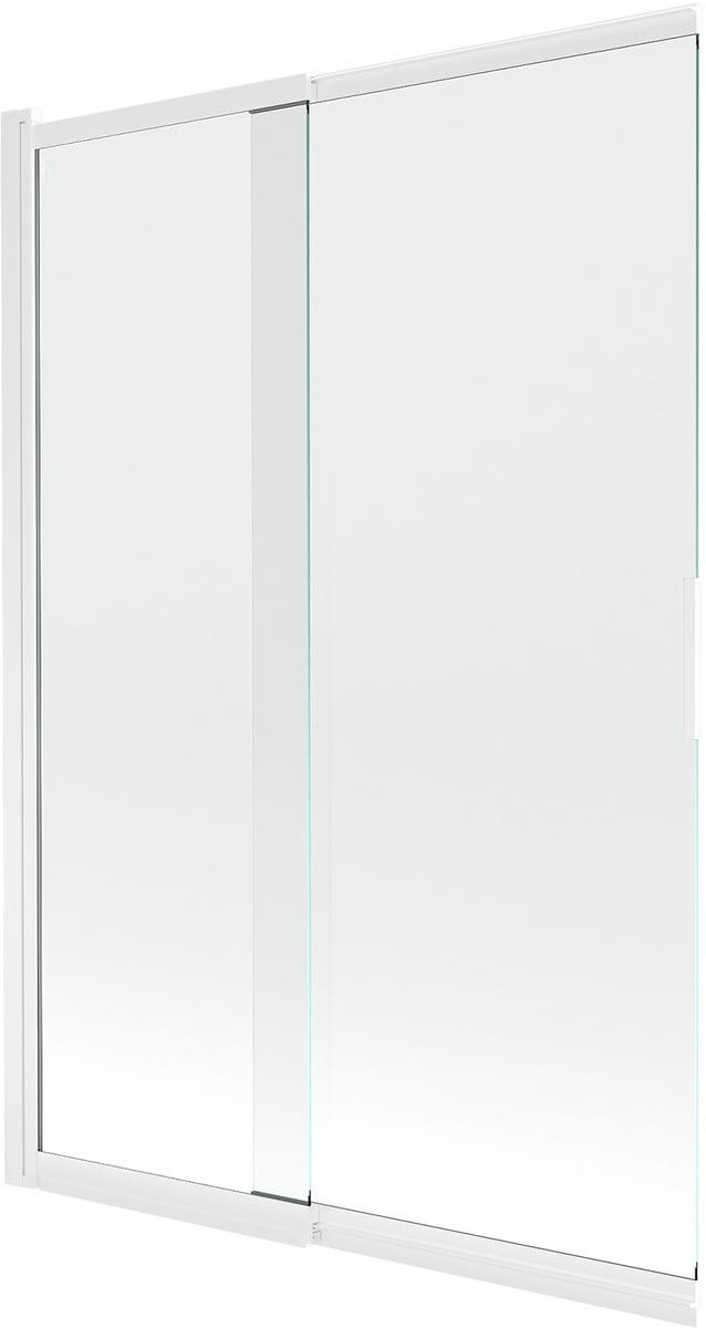 Mexen Fox badscherm, 2-delig schuifbaar, 120 x 150 , transparant, wit - 891-120-002-20-00