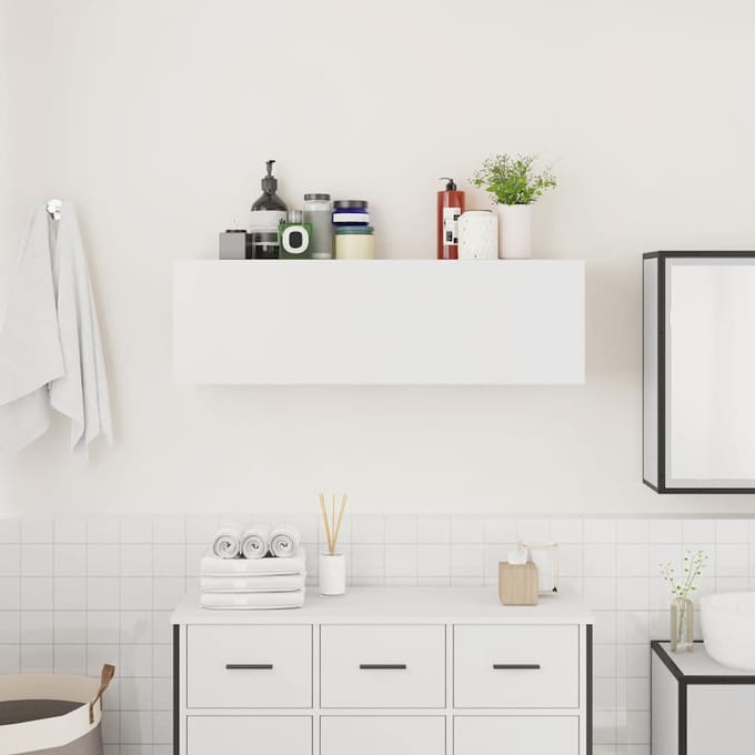 Meuble Haut Mural de Salle de Bain Blanc 100 x 25 x 30 cm Bois d'Ingénierie