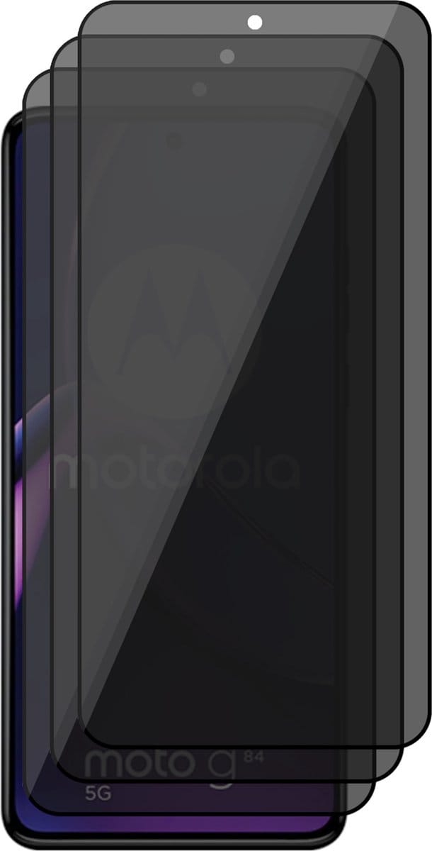 Privacy Screenprotector geschikt voor Motorola Moto G84 - 3x Volledig Dekkend Glas Screen Protector