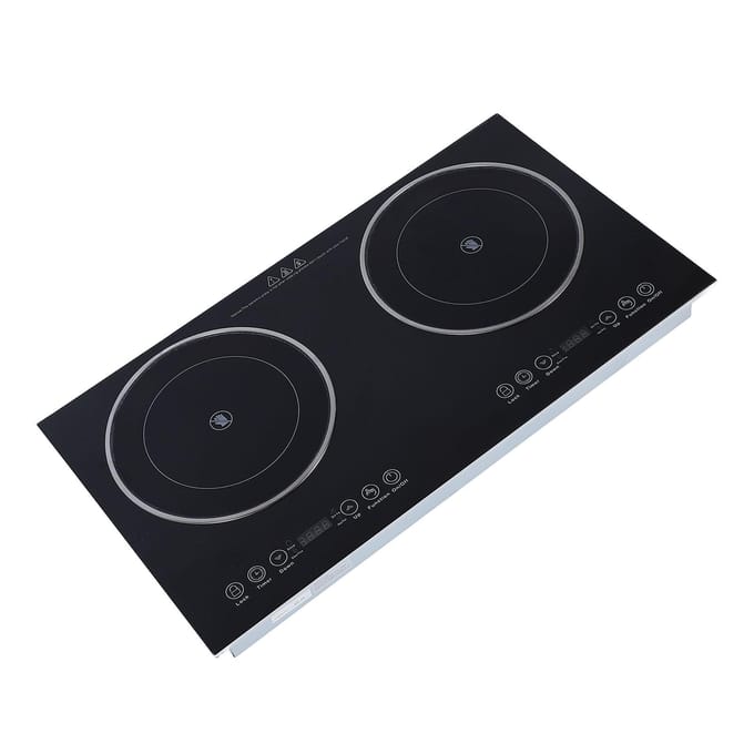 Table de cuisson électrique 2 brûleurs Chauffage céramique Comptoir Encastrable Table de cuisson électrique avec commande tactile gray