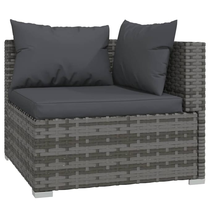 vidaXL - 5-delige - Loungeset - met - kussens - poly - rattan - grijs