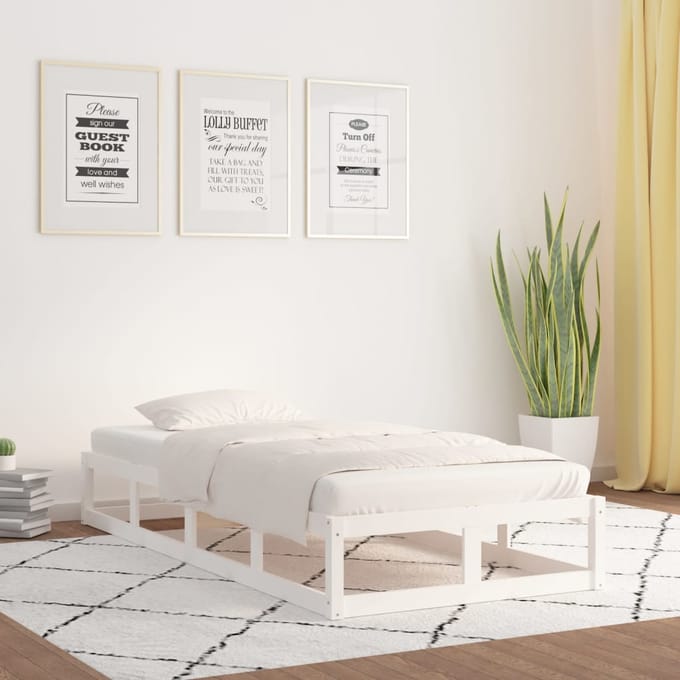 vidaXL - Bedframe - massief - hout - wit - 75x190 - cm