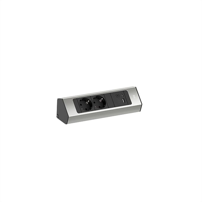 BACHMANN CASIA 2 2xCEE7/3 1xUSB A/C 22W 2,0m AEH roestvrij staal look