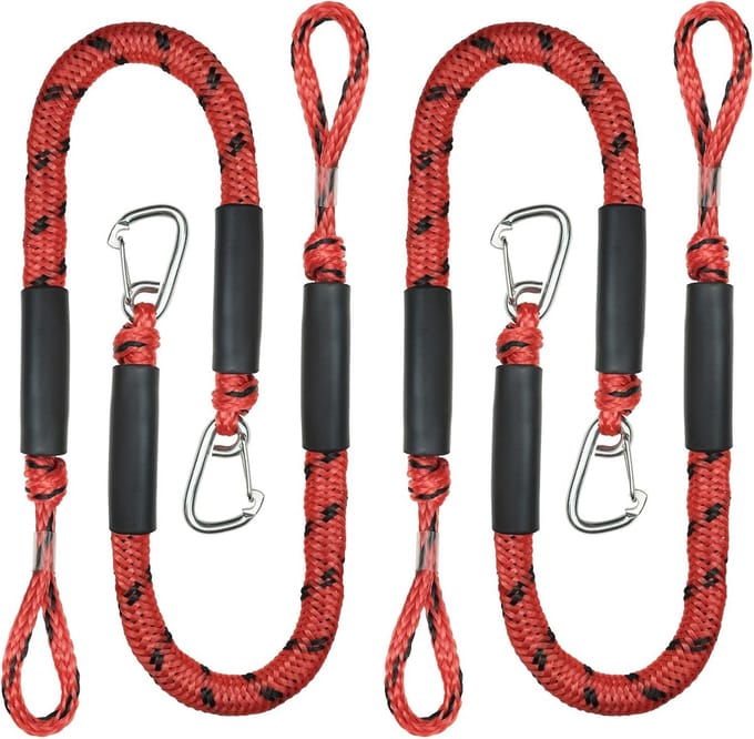 Set van 4 Elastische Aanmeerkabels met RVS Clips voor Boot en Jetski