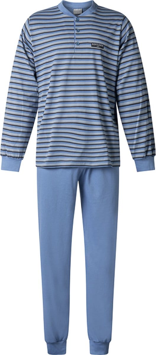 Gentlemen - heren pyjama 114237 - knoophals - rafblauw - maat M