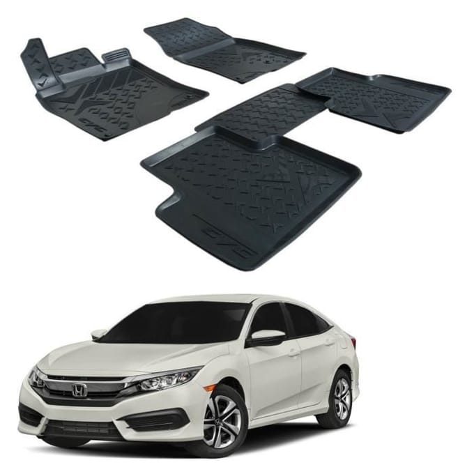 SCOUTT Tapis de sol 3D Honda Civic 2016-2021 - Caoutchouc Premium - Résistant à l'eau - Sur mesure