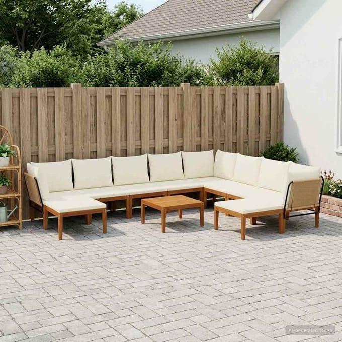 vidaXL - 11 - st - Massief - acaciahout - & - touw - Naturel