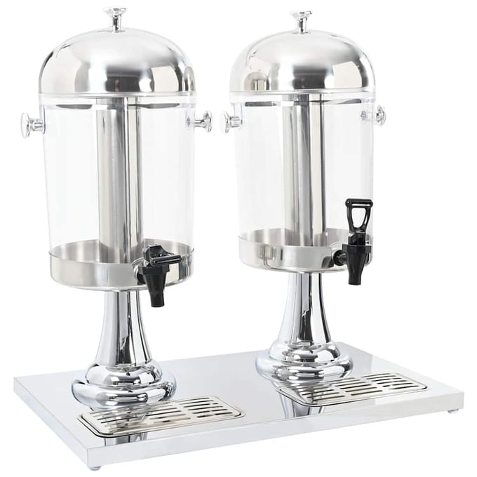 vidaXL - Dubbele - sapdispenser - roestvrij - staal - 2x8 - L
