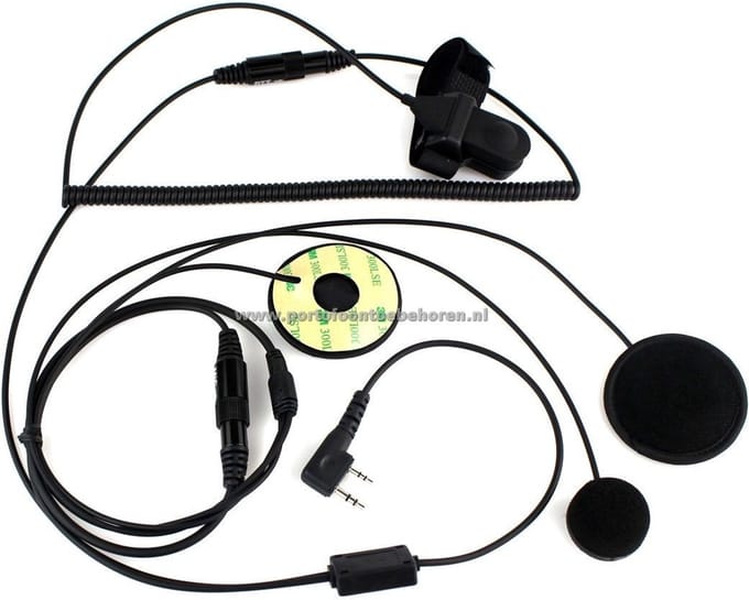 DerComms® Motorhelm headset met PTT knop voor Kenwood TK portofoons - Dicht