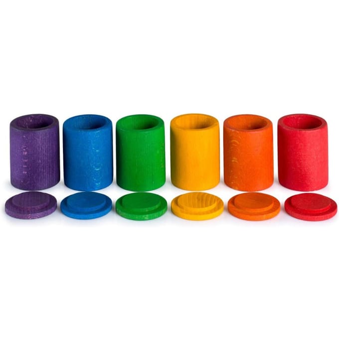 Grapat regenboog bakjes met deksel 6 stks 18 mnd+