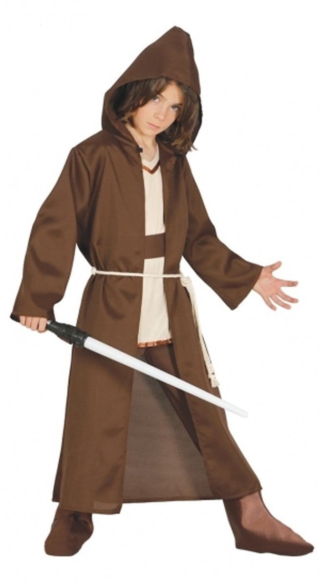 Jedi Verkleed pak - Ruimte meester carnaval - Halloween mantel - bruine cape met capuchon - kinderen 110/116