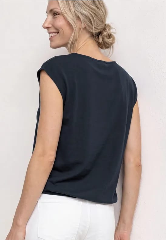 Shirt met hangende schouders en boothals