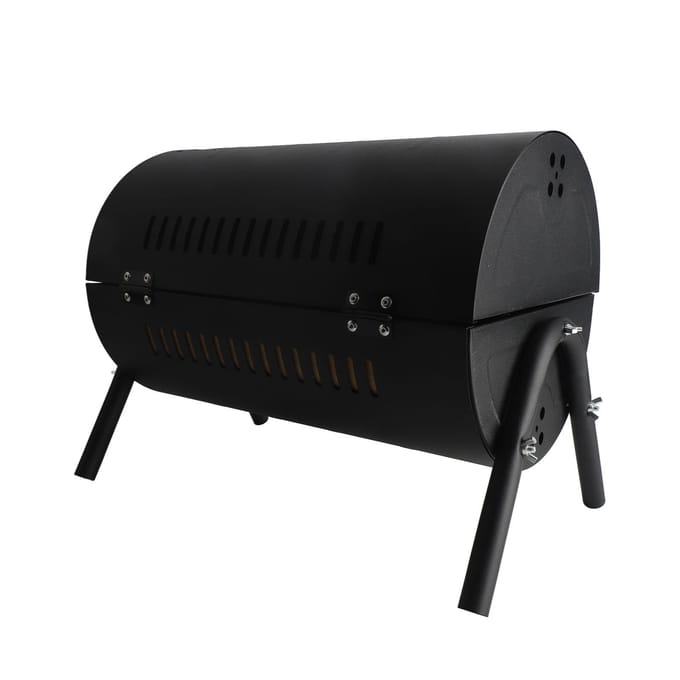 Houtskoolbarbecue Grill Draagbaar Rookvrij Dubbelzijdig Metalen Houtskool BBQ Grill voor Camping gray