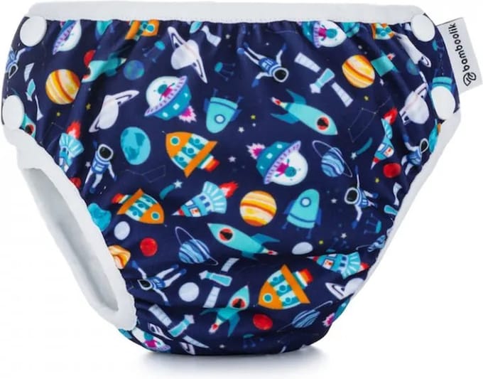 Bamboolik wasbare zwemluier - Rocket Space print - maat S - 5 tot 9 kg