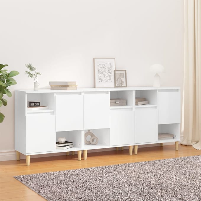 vidaXL - Dressoirs - 3 - st - 60x35x70 - cm - bewerkt - hout - wit