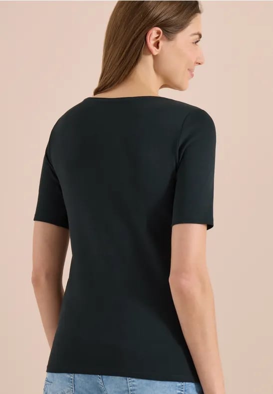 Basic Shirt met ronde hals in effen kleur