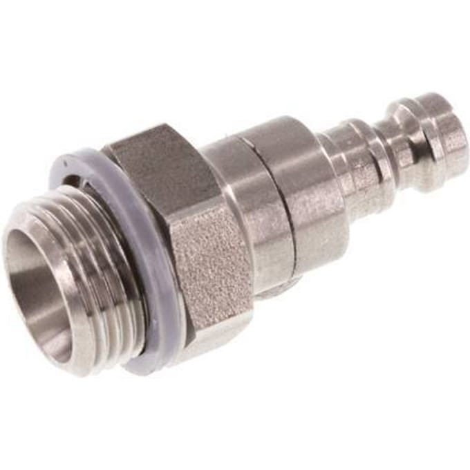 RVS DN 5 Luchtkoppeling Insteeknippel G 3/8 inch Buitendraad Double Shut-Off - CLP5-M-S-SV-038