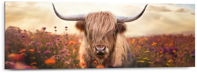Schilderij Lente schotse hooglander - 30 x 90 - Hout - REINDERS