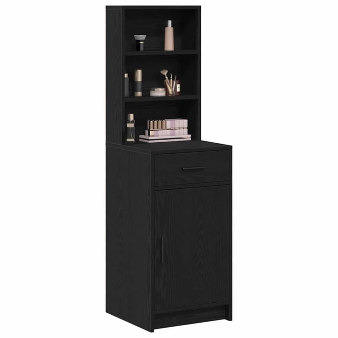 vidaXL - Highboard - Zwart - Eiken - 41 - x - 40 - x - 135 - cm - Bewerkt - hout