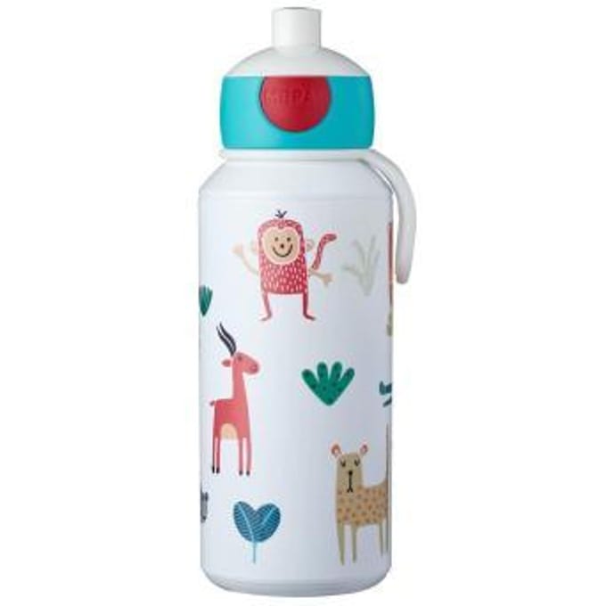 Mepal Pop-up drinkfles Campus - 400 ml - Sluit goed af - Drinkbeker voor kinderen - Animal Friends