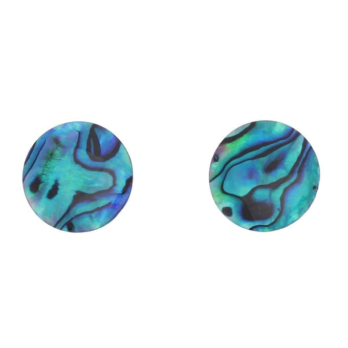 Behave - Oorbellen – Oorsteker - Blauw Groene Schelp - Rond - Diameter 1.8 cm