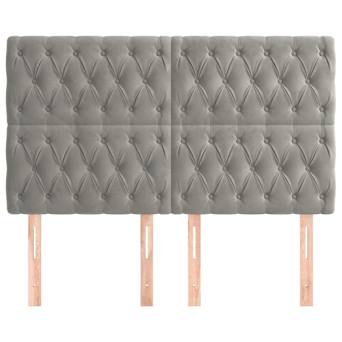 vidaXL - Hoofdbord - lichtgrijs - 160x7x118/128 - cm - fluweel