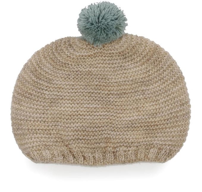 Asi poppenkleding gebreide muts oudgroen poppenaccessoire.