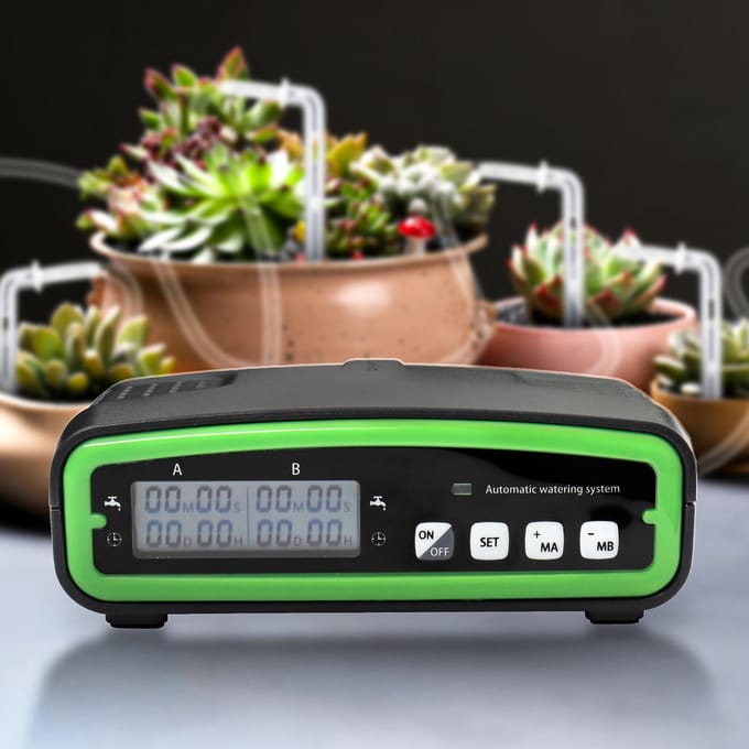 Automatisch dubbelpompbewateringssysteem voor 20 potplanten Irrigatiekit met 30-dagen programmeerbaar wit