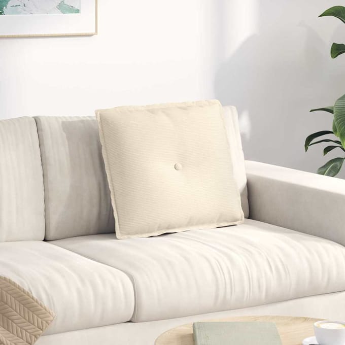 vidaXL - Rugkussen - Crèmekleurig - 50 - x - 45 - x - 19 - cm - Corduroy - stof