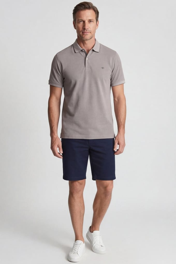 Baileys Polo Subtle Two-Tone Short Sleeve Stone Grey / male