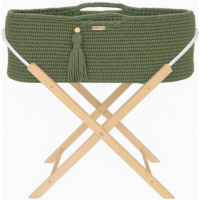 Moses mand BOHO Handgemaakt met standaard - pistache