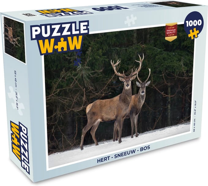 Puzzel Hert - Sneeuw - Bos - Legpuzzel - Puzzel 1000 stukjes volwassenen