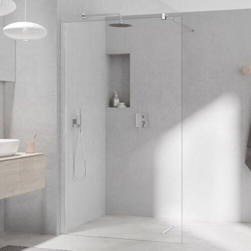 Kermi MENA partially framed WALK-IN Wall with variable stabilization 100 cm, wide profile METWG10020VAK