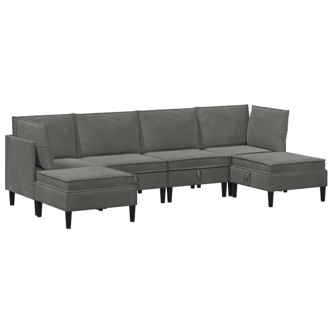 vidaXL - Woonkamer - Meubelset - 6 - st - Donkergrijs - Fluweel