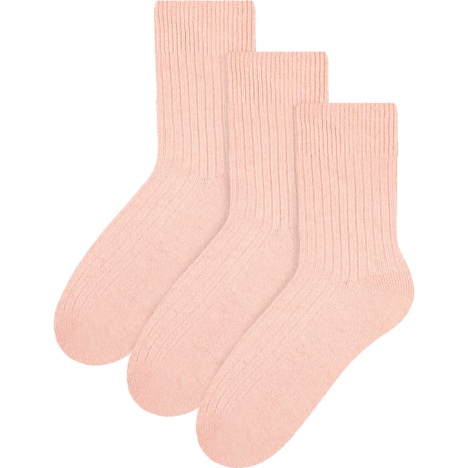 Steven - 3 Paar Multipack Dames Wol Gebreide Sokken | Warme Kousen Jurk Sokken - Lichtroze