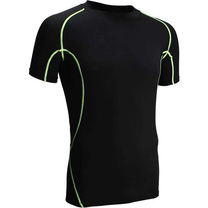 Avento Compressieshirt Korte Mouw Comfort - Mannen - Zwart/Fluorgeel - Maat S