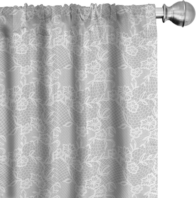 ABAKUHAUS Gordijnen – 2x75x245 cm – Wit – microvezel – halfverduisterend – Kant
