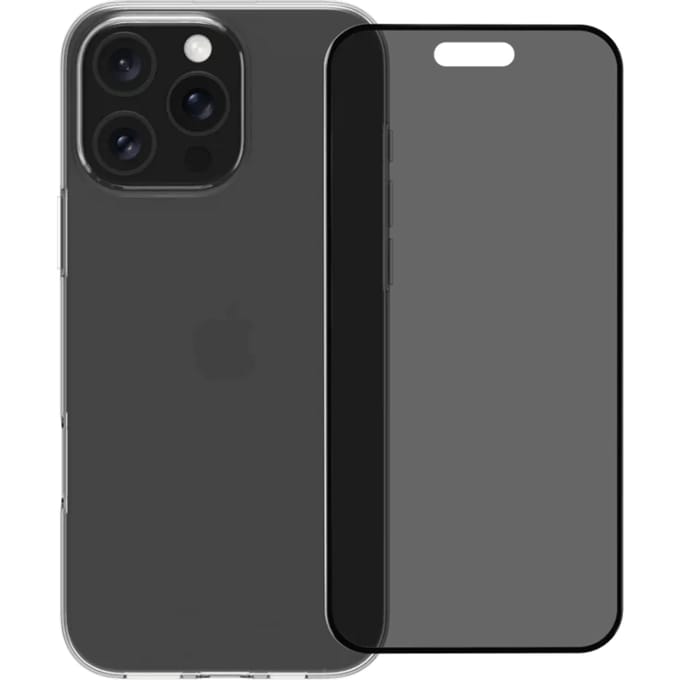 BlueBuilt Back Cover iPhone 16 Pro Max Transparant + Privacy Filter Screenprotector Glas