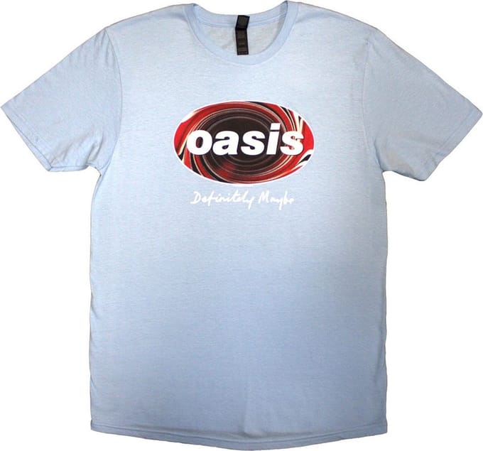 Oasis - Definitely Maybe Union Jack Oval Heren T-shirt - S - Blauw