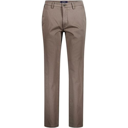 Gardeur Broek Benito Authentic Chino Look Structure Weave Comfort Stretch Donker Taupe / male